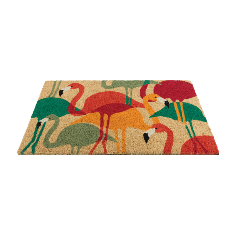 Doormat Coir - Flamingo Multi, 30" W x 18" L, Flamingo Multi