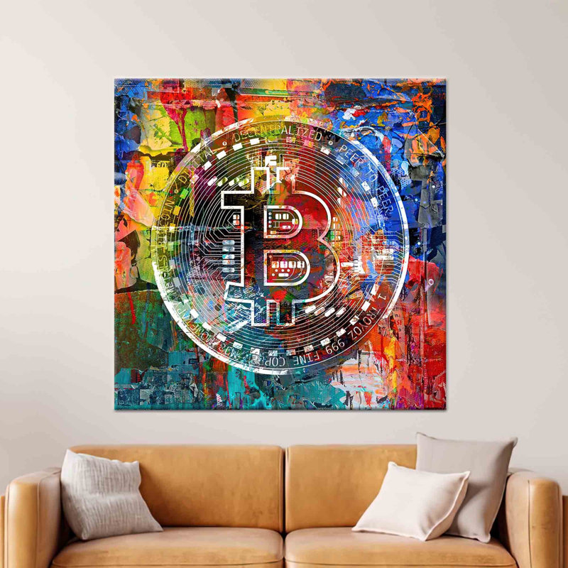 "Elevate Your Space" avec impression sur toile colorée, 1P, toile blanche encadrée, 15,8 po H x 15,8 po l