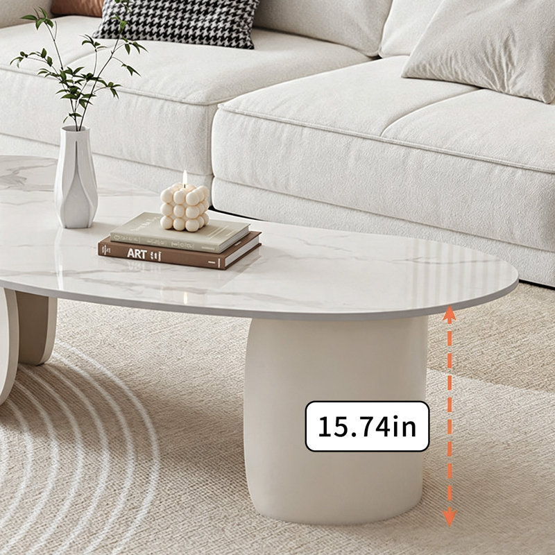 Hartsdale, 15.74" H x 51.18" W x 27.55" D, Gris clair / Crème, Marbre