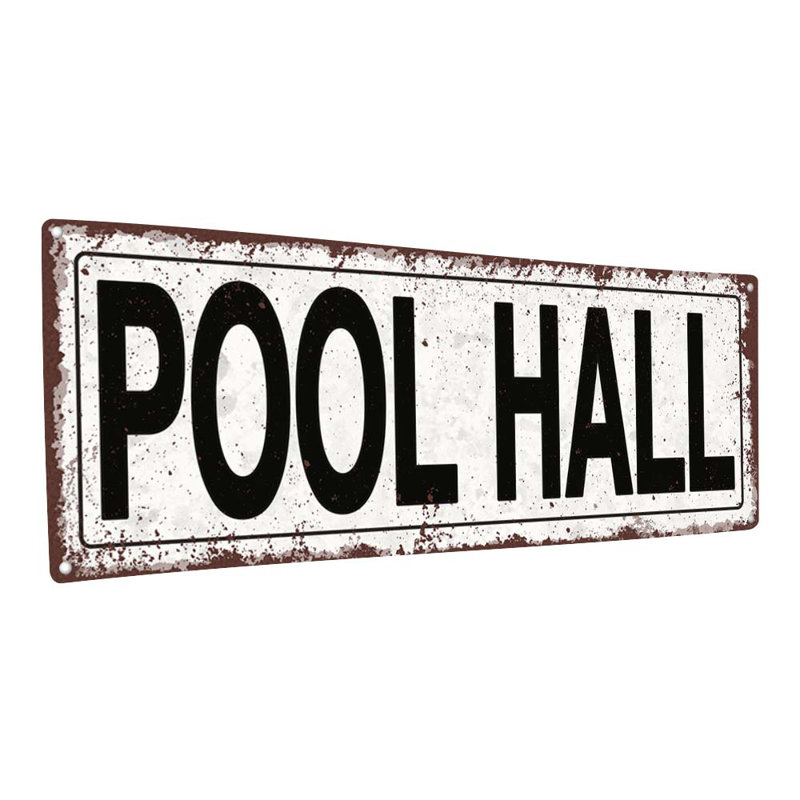 «Pool Hall Metal Sign» sur métal, H 5,75 po x l 15,5 po