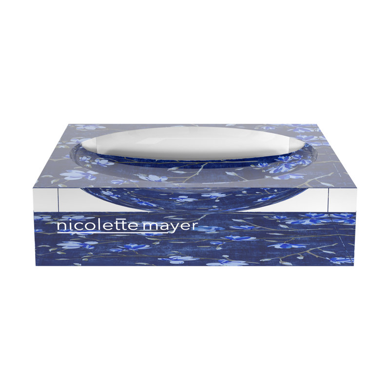 Bloom Delft Blue Acrylic Candy Catchall Dish, 8"W x 8"D x 2"H