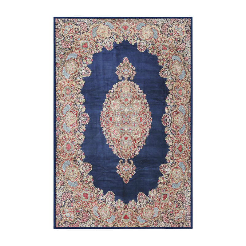 Tapis bleu/rouge traditionnel Dellbrook, Rectangle 5 pi x 7 pi