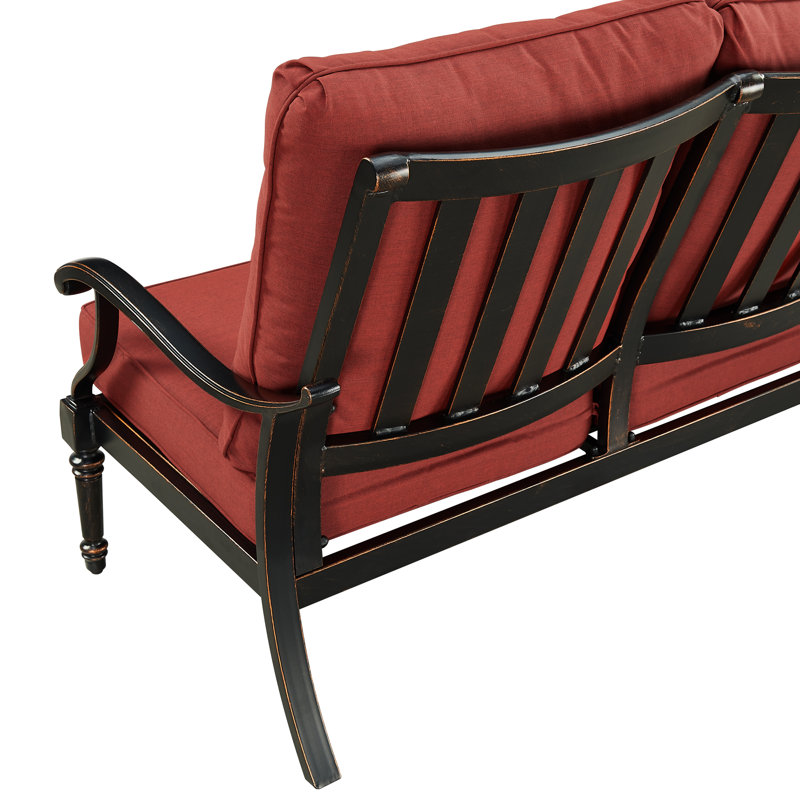 53.1'' Wide Straight Aluminum Loveseat with Cushions, Red