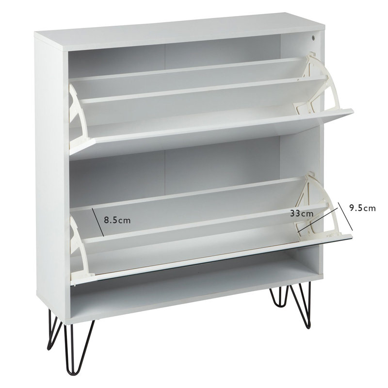 Azeil Flip Down Shoe Storage, White, 3 Shelves