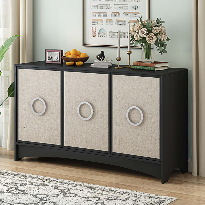 Armoire de rangement Bonifacas, Beige / noir