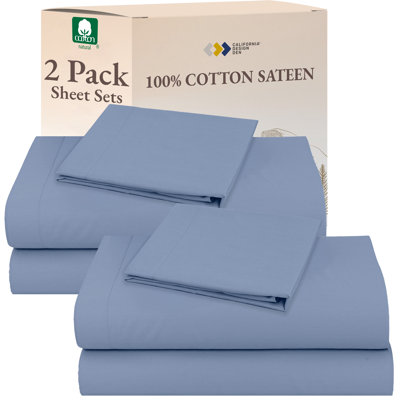 Ensemble de 2 ensembles de draps 100% coton californien California