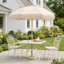 Parasol de terrasse à franges résistant aux rayons UV de 6 pieds avec bouton-poussoir inclinable et mât en bois robuste pour un abat-jour de terrasse près de la piscine