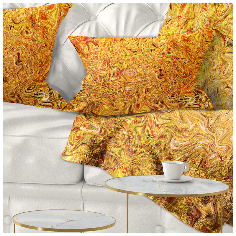Coussin texturé texturé à motif abstrait jaune