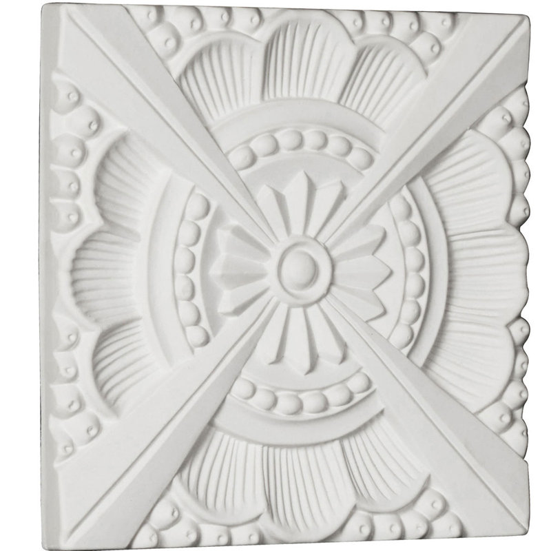 Palmetto White Polyurethane Beaded Rosette Applique