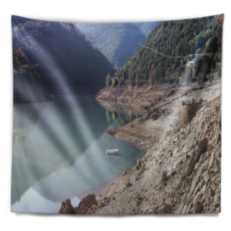 Paysage, paysage de montagne majestueux, tapisserie panoramique, H 78 po x l 92 po
