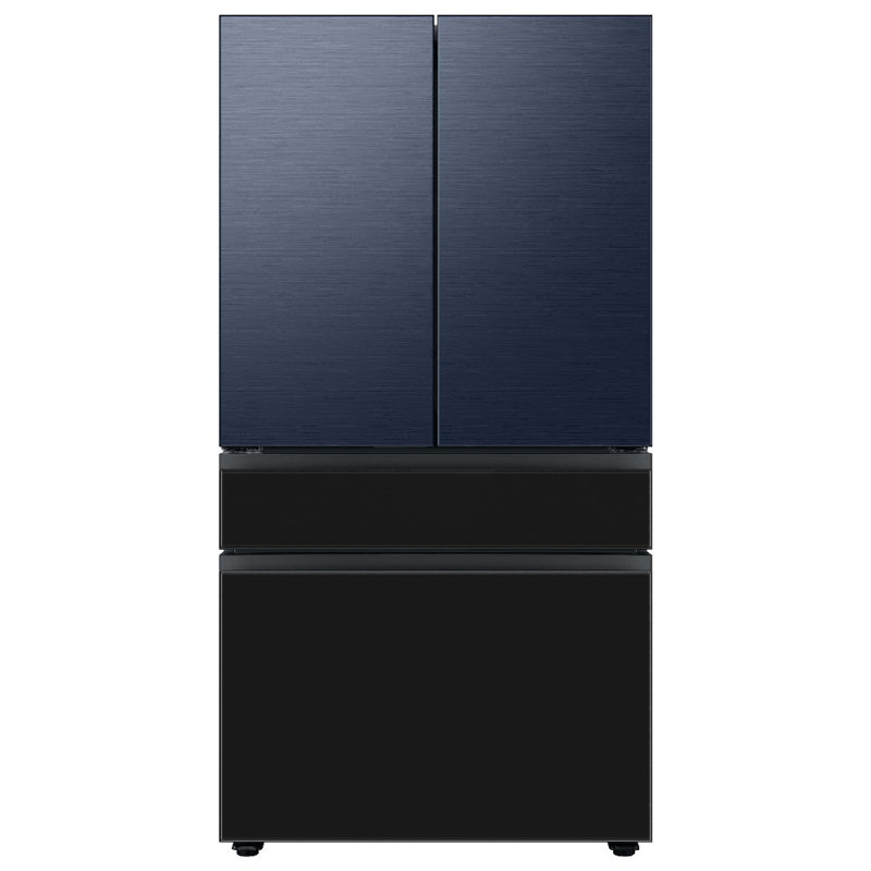 Samsung Bespoke 29 cu. ft. Smart 4-Door Refrigerator with Beverage Center and Custom Panels Included, Charcoal Glass