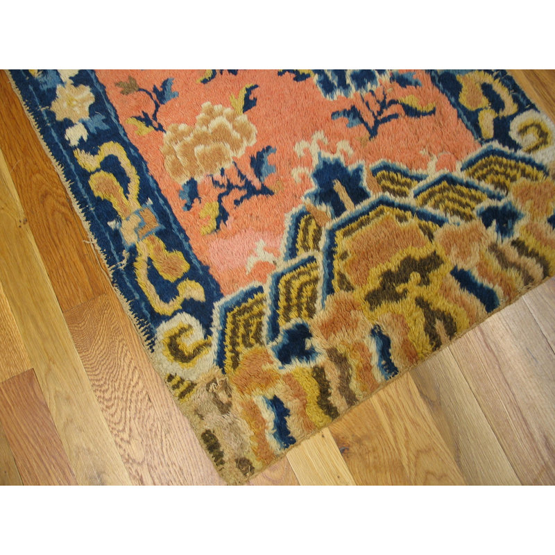 Tapis antique corail en laine Ningxia
