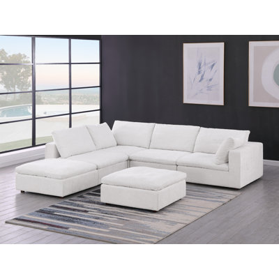 Canapé modulaire faisant face à la gauche 6 pièces Knapen - Revêtement en tissu Belfast véritable
