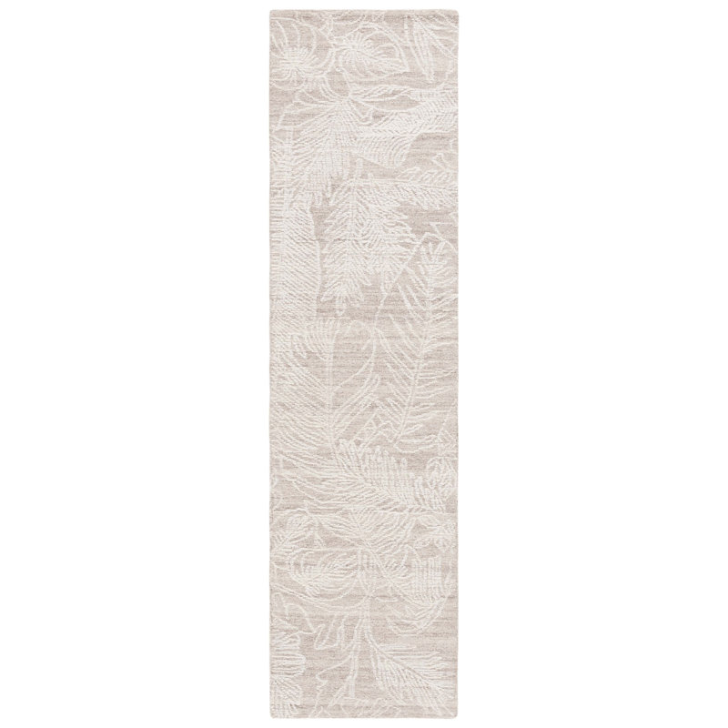 Ballari Hand Tufted Wool/Cotton Floral Rug in Ivory/Beige, Runner 2'3" x 9'