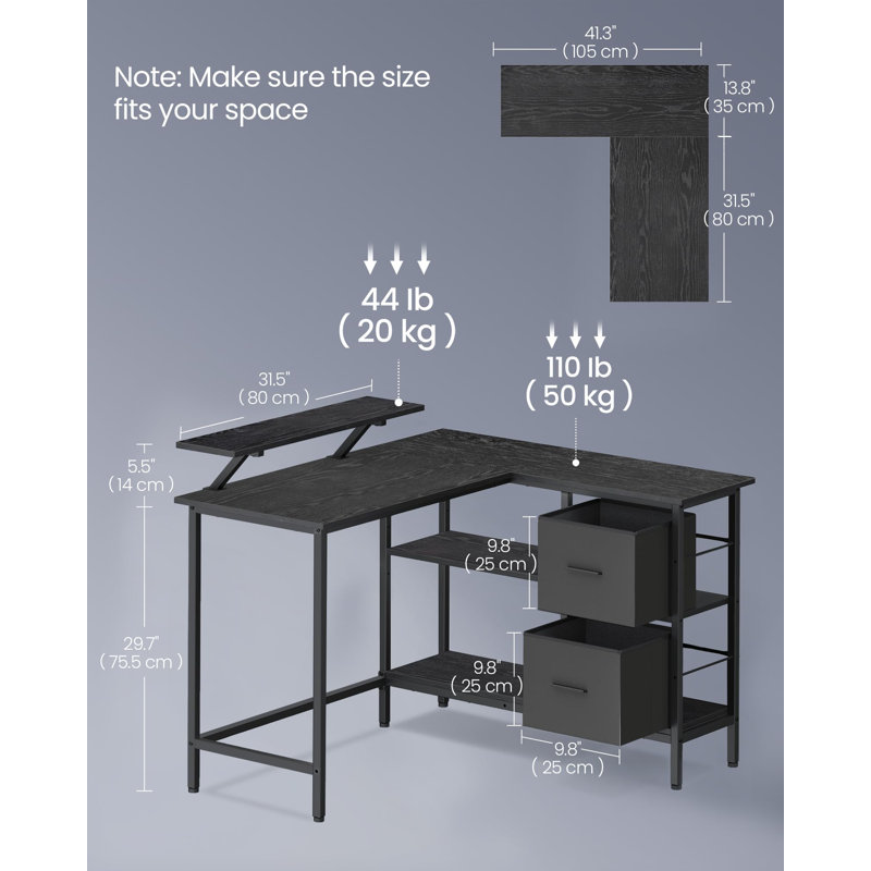 L-Shaped Metal Base Computer Desk