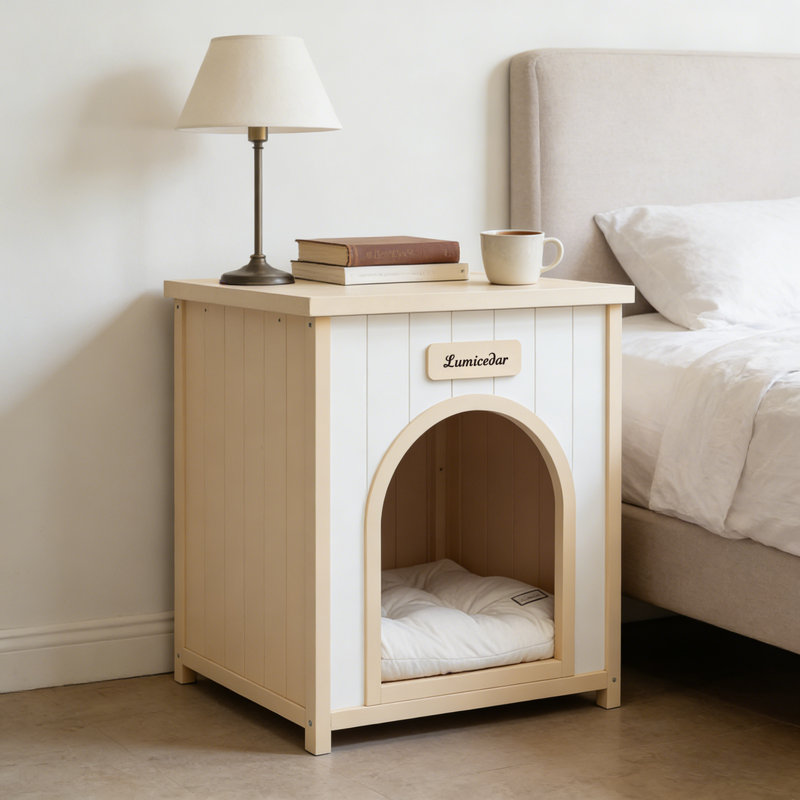 Table d'appoint en cèdre massif, design scandinave