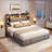 Upholstered Bed Frame With Headboard And Led Lights, Storage Bed With 4  Drawers And Open Shelves, Led Bed With Charging Station-756121853-756121795