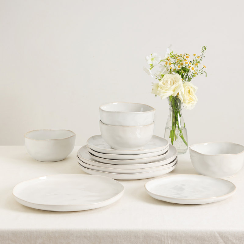Stone Lain Mirella 12-Piece Dinnerware Set Stoneware, White