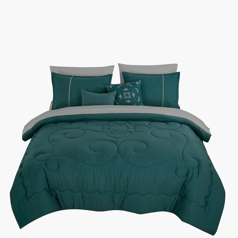 Ensemble d'édredon 9 pièces pour lit très grand de couleur unie, microfibre douce, 100% polyester, collection de literie toutes saisons