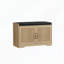 Banc de rangement pour hall d'entrée avec portes doubles, coussin confortable et lattes verticales-133348741-133348744