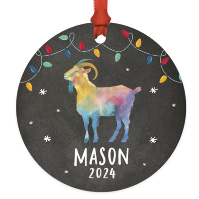 Custom Metal Goat Scream Ornament Rainbow Goat With Christmas Lights Screaming Goat Tree Decor