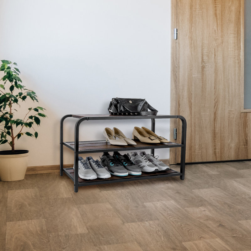 6 Pair Solid Wood Shoe Rack