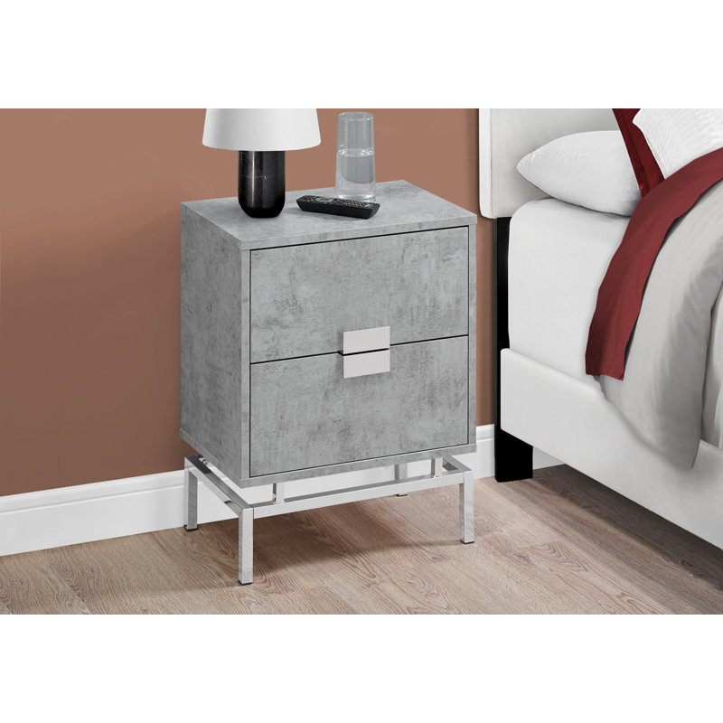 Lieber Nightstand, Gray, Silver