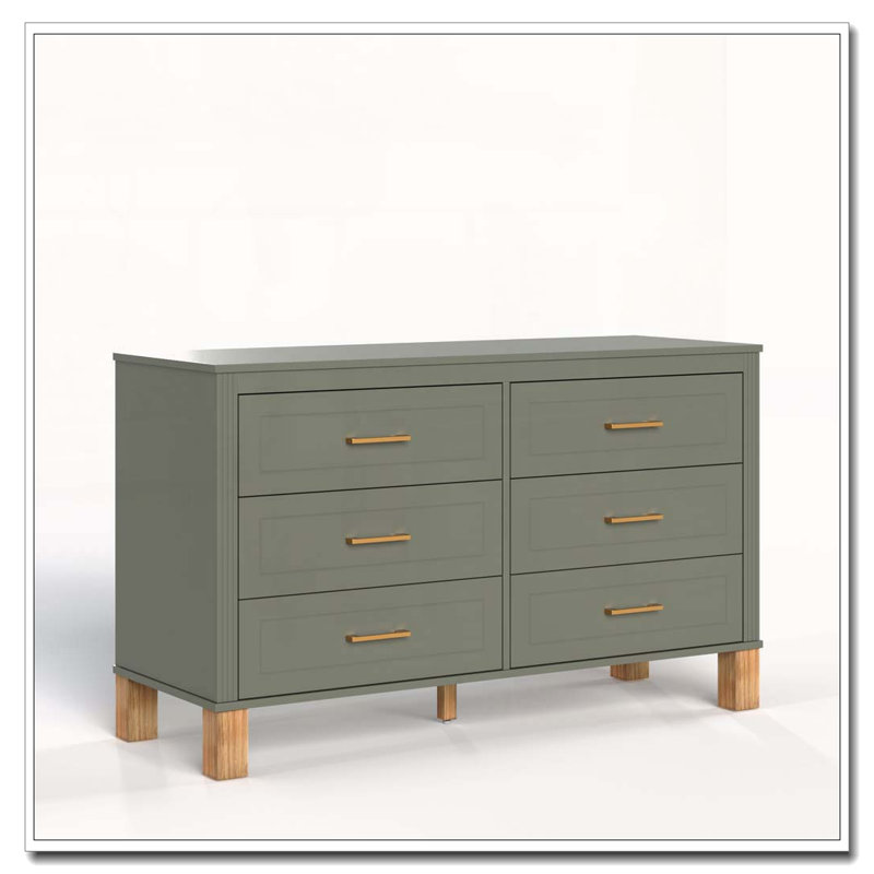 Commode 6 tiroirs moderne avec pieds en bois massif