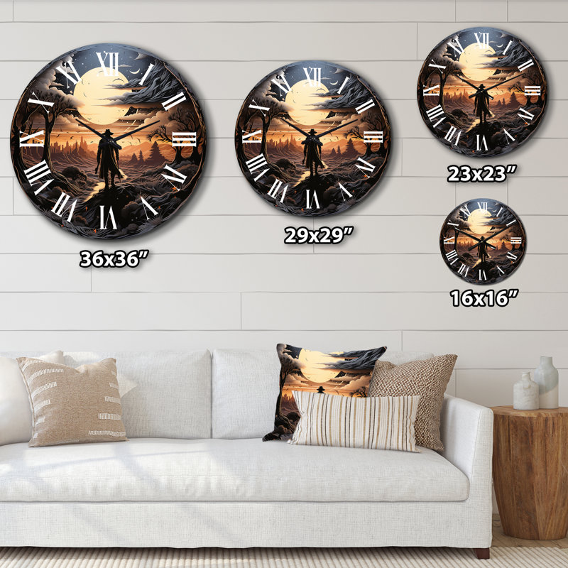 Horloge murale Western Lone Outlaw Papercut I, Très grand