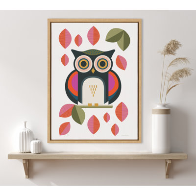 «Retro Owl» par Carey Copeland, reproduction d'art sur toile encadrée