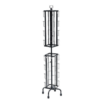 Greeting Cards Display Rack, 32 Pockets Rotating Postcard Brochure Display Stand, 360° Spinning Card Display Rack With Sign Holder & 4 Wheels (2 Lockable) For Exhibitions Office Trade Show