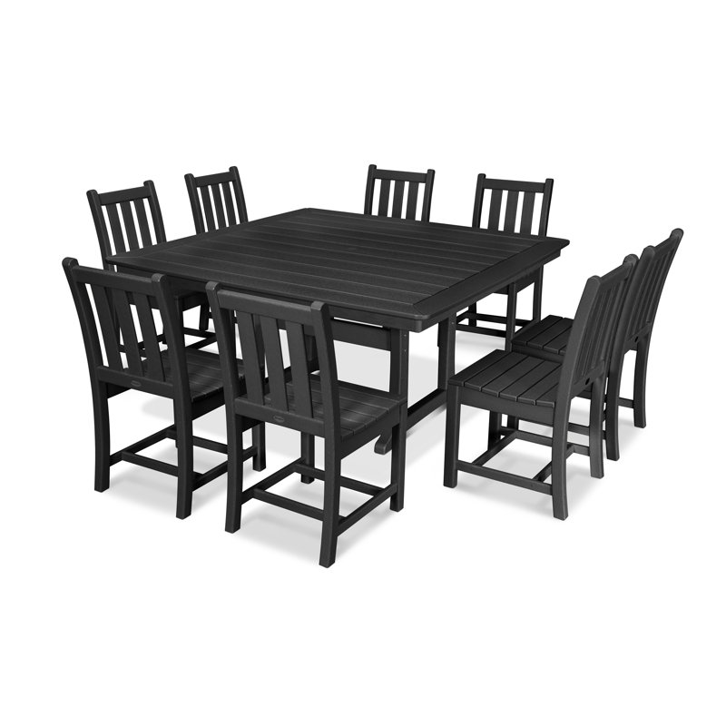 Traditional Garden 9 Piece Dining Set, Black