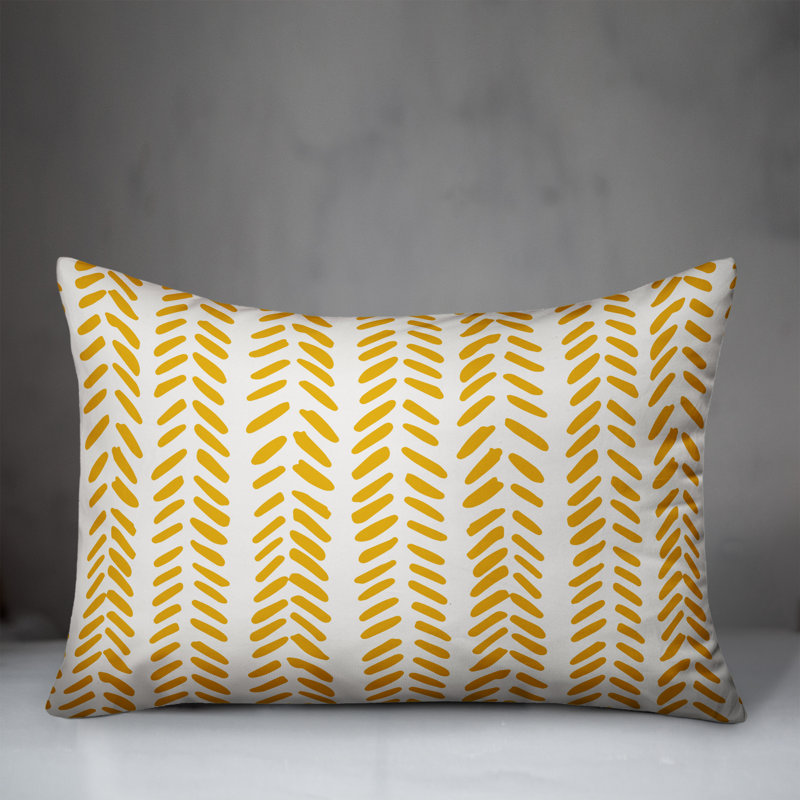 Modern Herringbone Rectangular Lumbar Pillow, Yellow