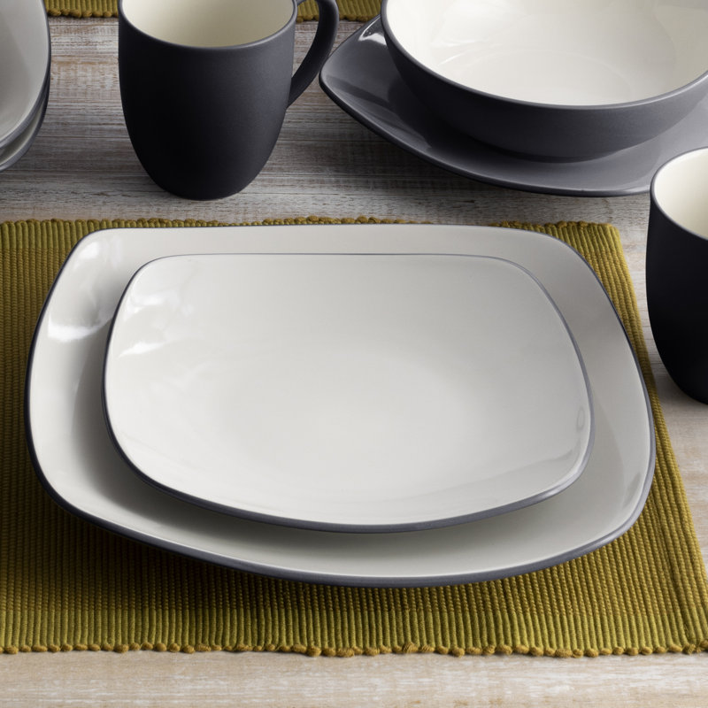 Noritake Colorwave Square Dinner Plates, 10-3/4", Graphite