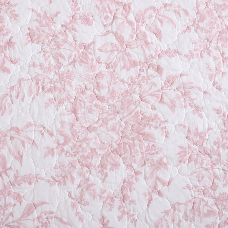 Pink Reversible Cotton Full Quilt Set with Shams