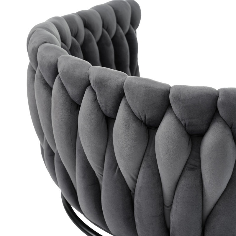 31cm H Tufted Velvet Upholstered Metal Armchair, Grey, 2