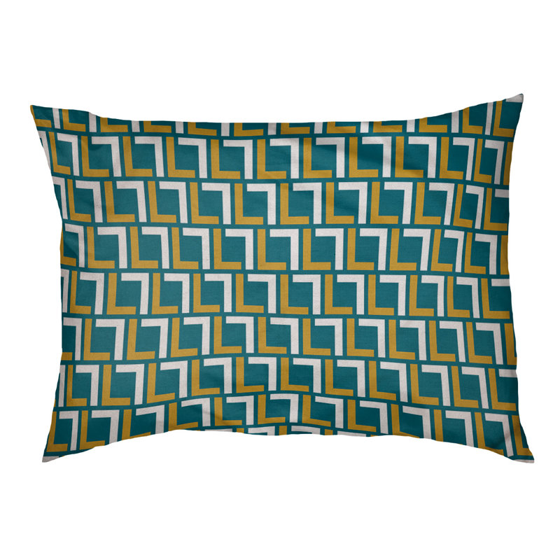 Coussin pour chien Maillard, Bleu sarcelle / or / blanc, Petit (l 28 po x P 18 po x H 4 po)