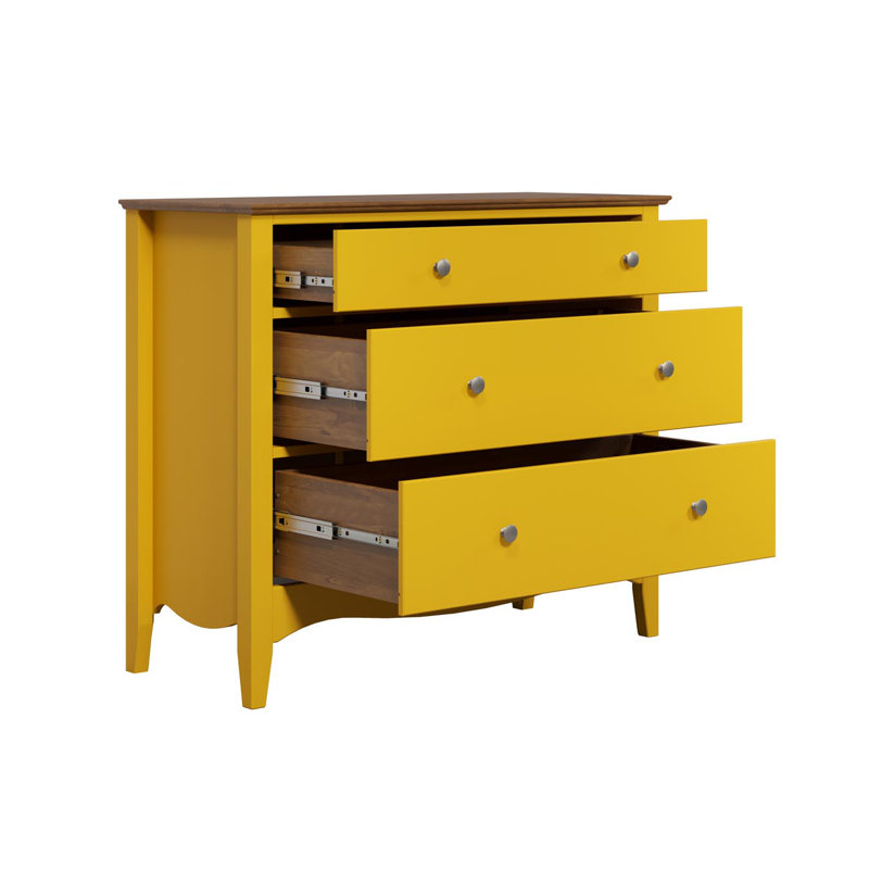 Delrick 3 - Drawer Chest of Drawers, Yellow/Brown
