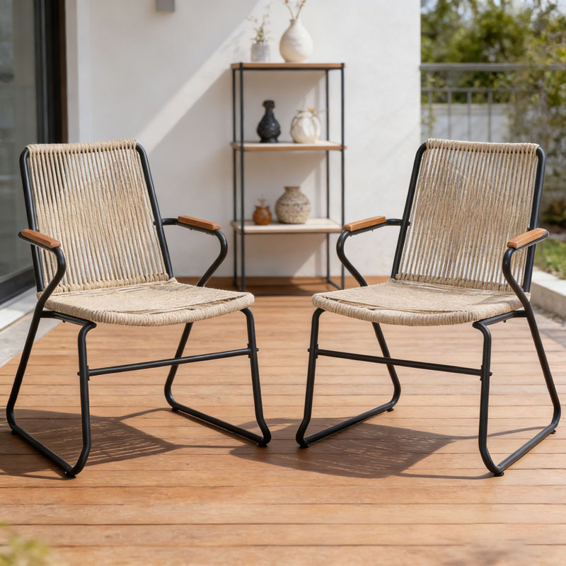 Chaise d'extérieur en rotin, Marron clair