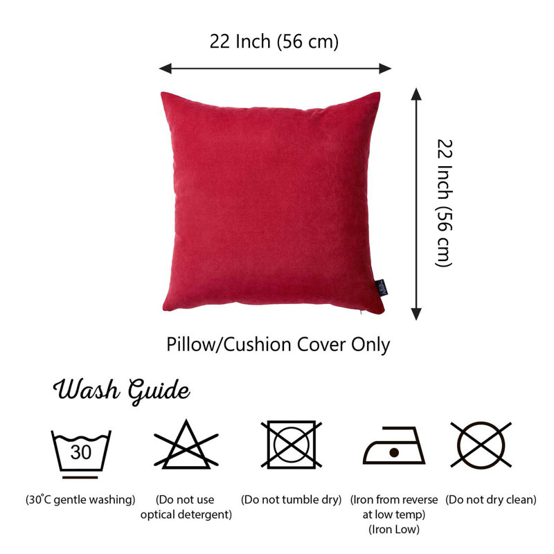 Ruby Red Polyester 22" Square Throw Pillow Covers, Set of 2