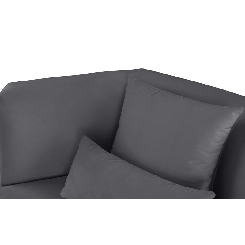 Marquis 47.75" Wide Velvet Armchair, Gray Velvet