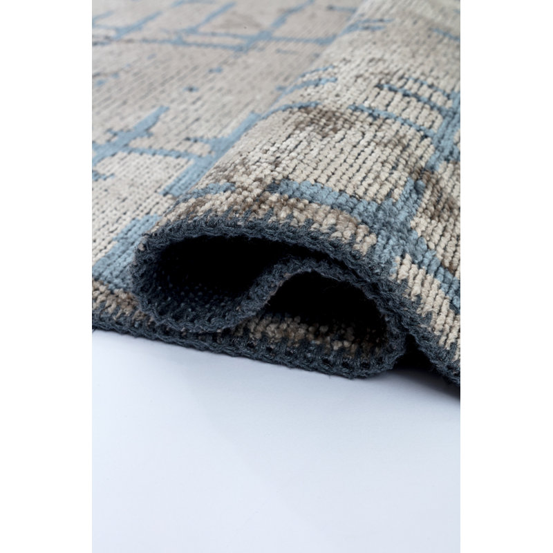 Rapture Blue/Beige/Gray Abstract Luxury Area Rug, Rectangle 7'10" x 11'2"