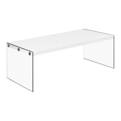 Contemporary Rectangular Coffee Table with Tempered Glass Sides, Perfect for Modern Living Room Decor and Entertainment