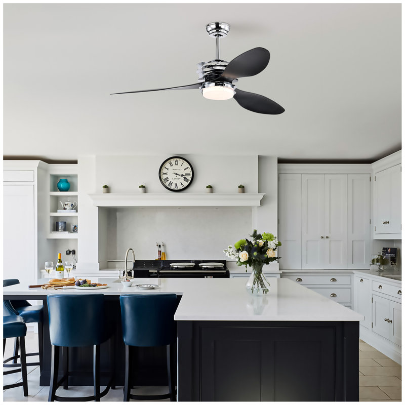 Ventilateur de plafond de 52 po avec pales en ABS avec lumières et télécommande (réglable à 6 vitesses), ventilateur de plafond moderne à moteur à courant continu avec 3 pales en ABS et 2 tiges, ventilateur de plafond intérieur avec lumière pour 