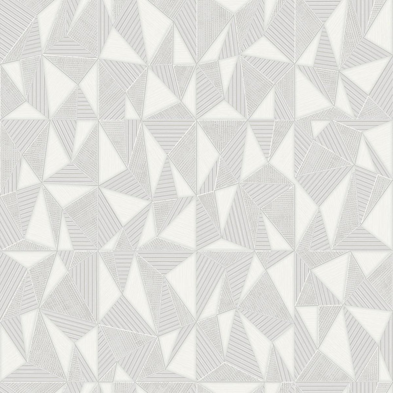 Papier peint géométrique à motif triangulaire, Ivoire ivoire
