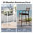 White 27-Inch Outdoor Bar Table Set With 2 Gray Cushioned Stools-2017959371