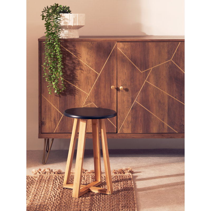 Adair Solid Wood Accent Stool, Black