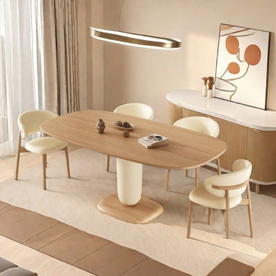 Natural Cream Wood Dining Table - Warm & Sturdy