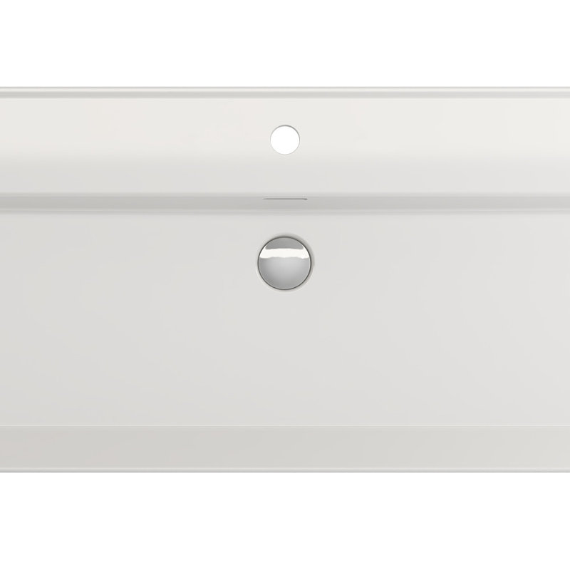 Milano 47.4'' L Bathroom Sink, White, Single-Hole