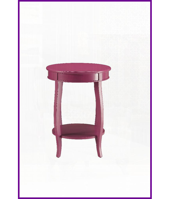 Table basse vibrante mauve peu encombrante avec rangement ouvert Pieds courbés en bois de 24 po pour le salon